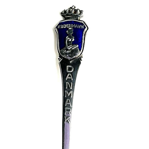 VTG Danmark SILVER SPOON Mermaid Crown Hilsen Fra Kobenhavn Meka Denmark 3.75" - Picture 2 of 5